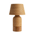 Wodex Woven Rattan Table Lamp with Solid Wood Cylinder Base