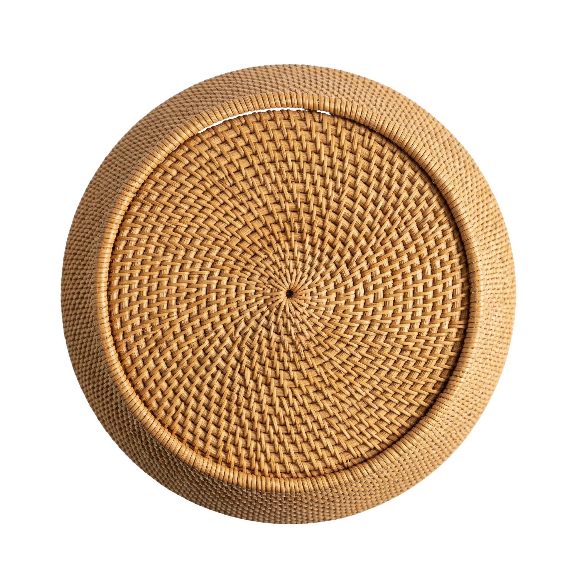 Wodex Woven Rattan Table Lamp with Solid Wood Cylinder Base