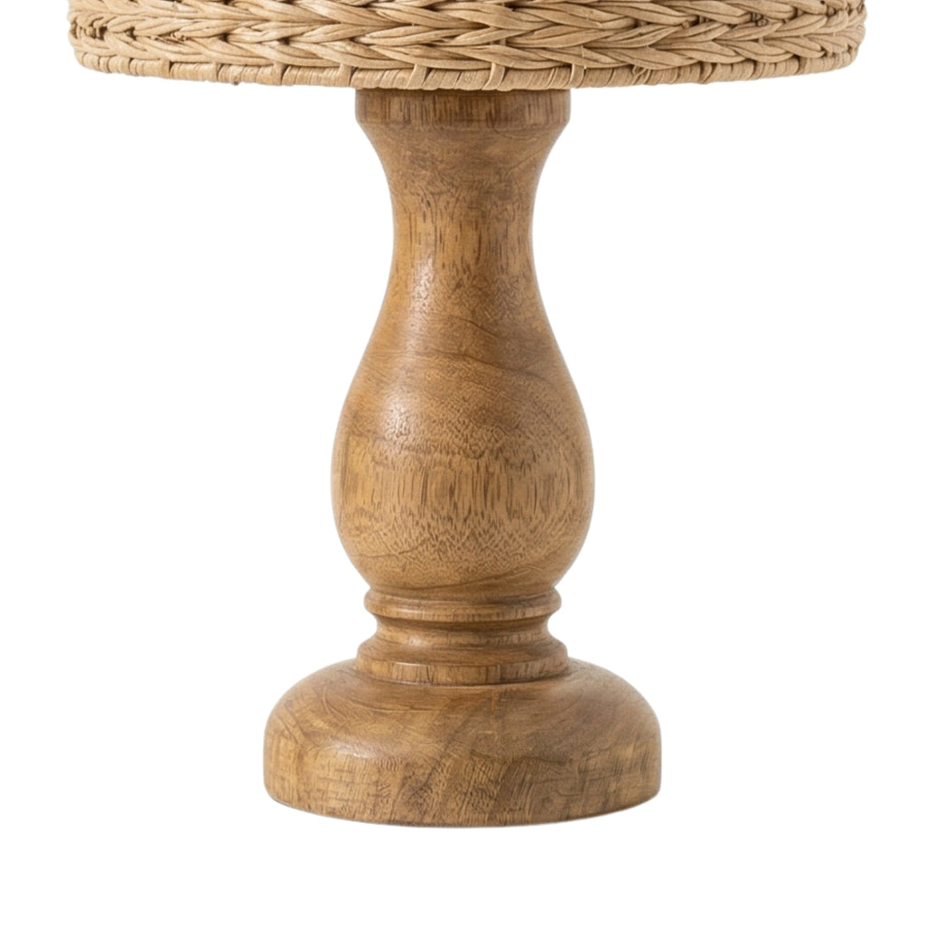 Wodex Natural Rattan Table Lamp with Solid Wood Base
