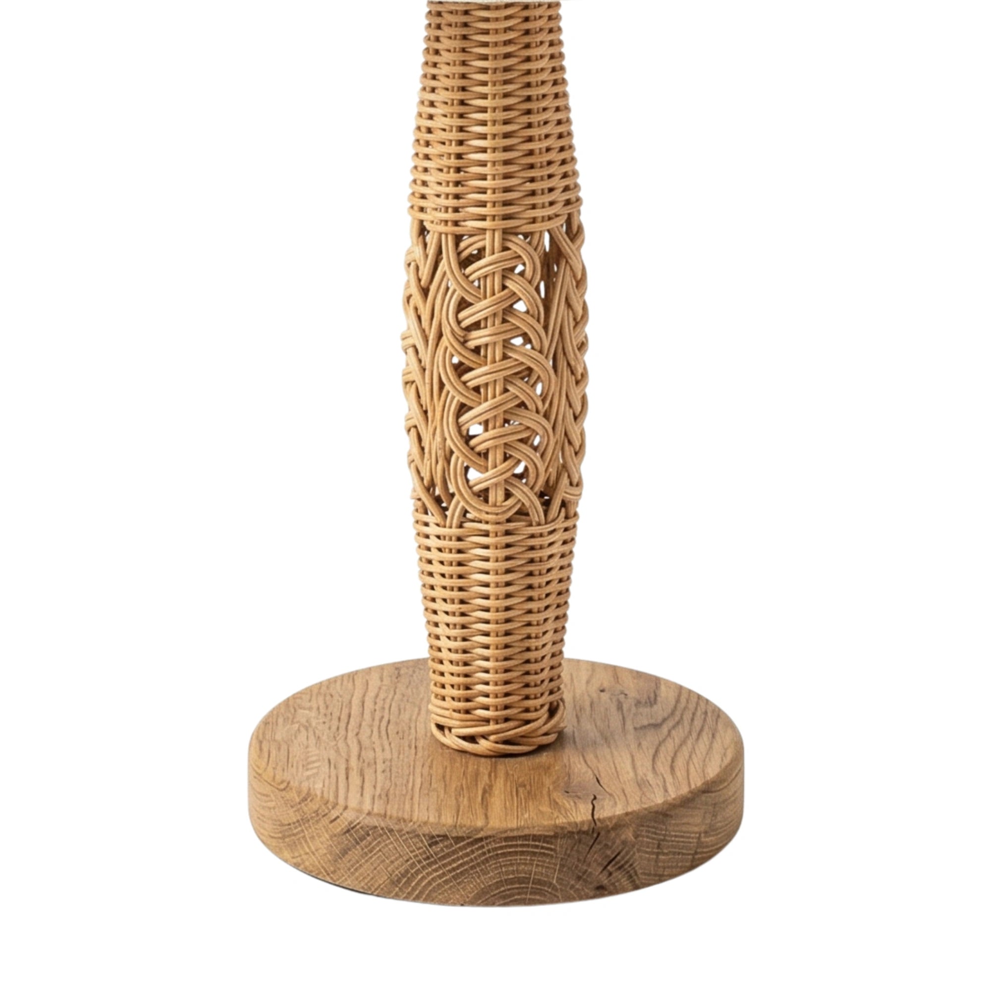 Wodex Braided Rattan Stem Table Lamp with Flat Wood Base